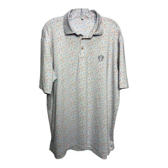 Peter Millar Summer Comfort Polo Shirt Mens L Blue Orange Cocktail Mixed Drinks - Picture 1 of 10